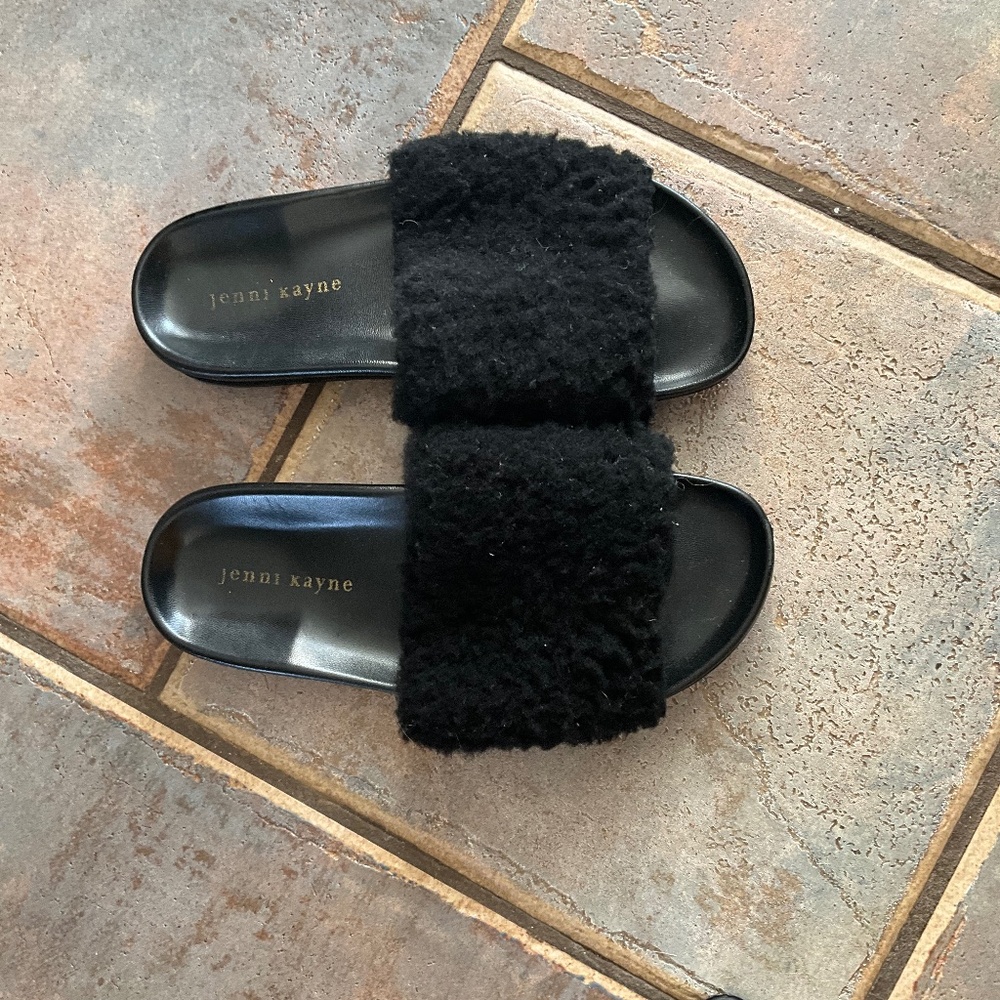 Jenny Kayne Shearling Slides Black size 38